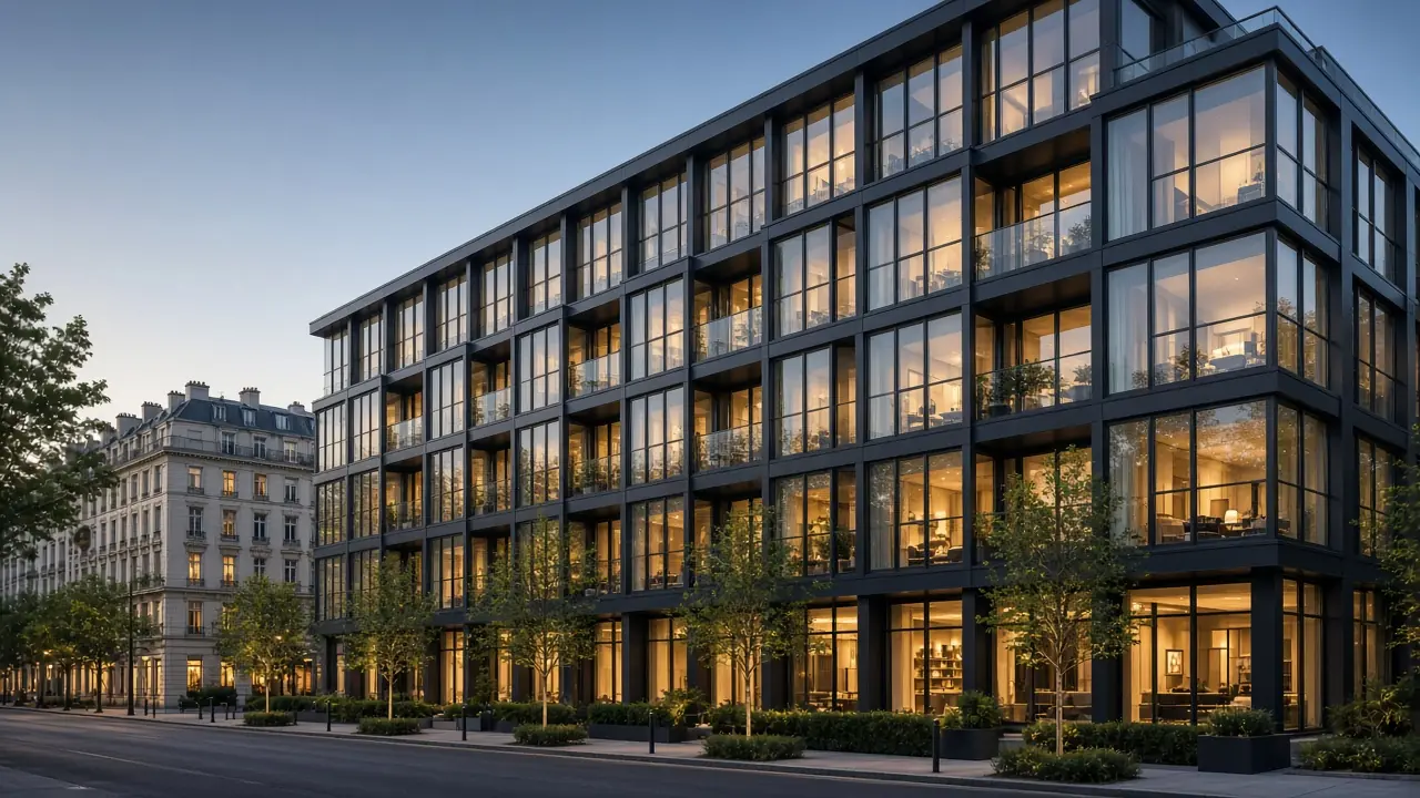 Aluminium and glass facade on a new development